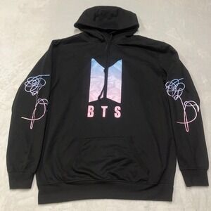 BTS Black Hoodie Love Yourself KPOP Boy Band Unisex Size Large Black #